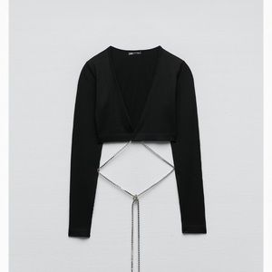 Long sleeve seamless rhinestone top